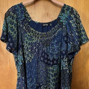 Apt. 9 “Peacock” blouse PXL